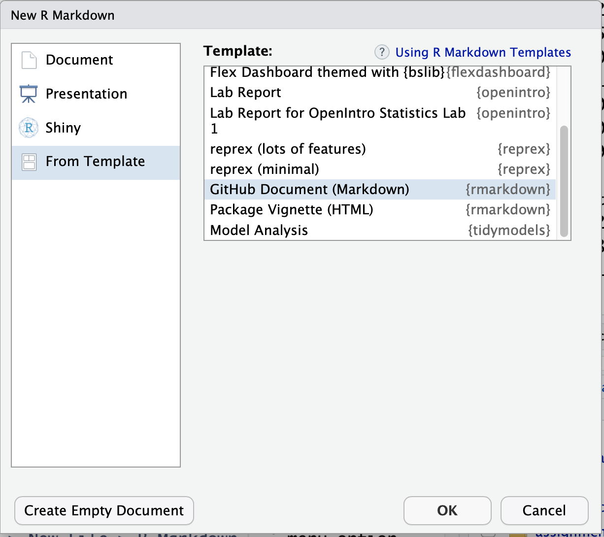select GitHub Document (Markdown)